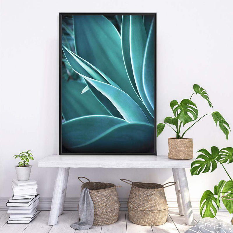 Teal Agave-The Paper Tree-blue,botanical,cacti,cactus,colourful,portrait,premium art print,spider,succulent,teal,vibrant,wall art,Wall_Art,Wall_Art_Prints,web