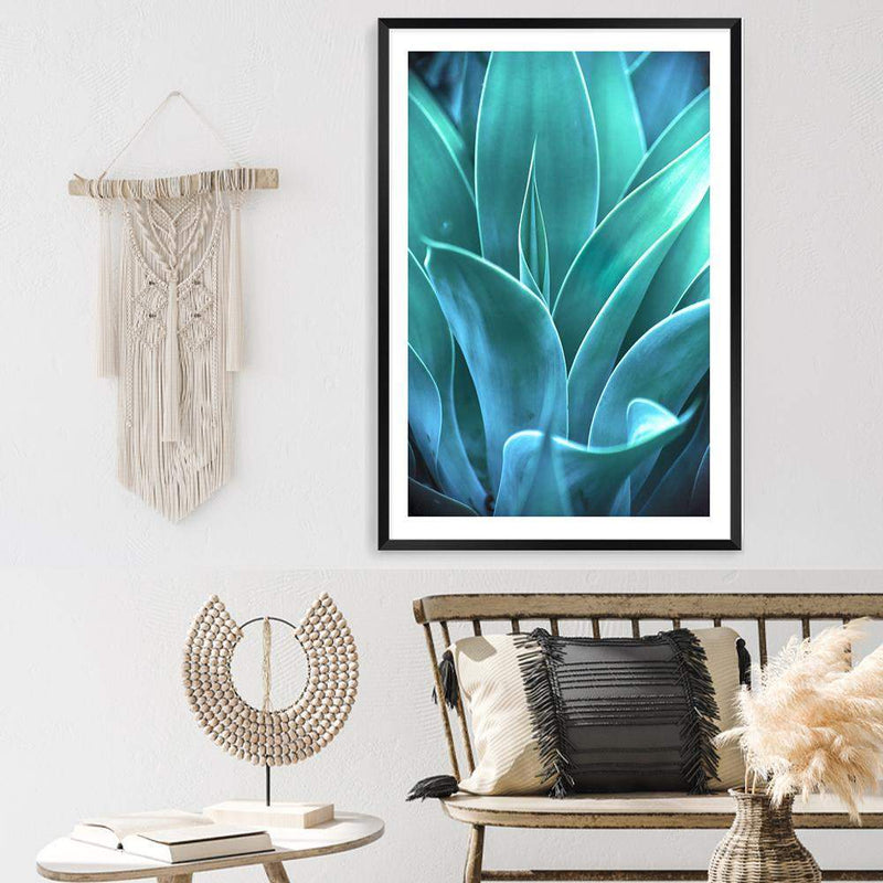 Teal Agave II-The Paper Tree-AGAVE,blue,botanical,cacti,cactus,colourful,portrait,premium art print,succulent,teal,vibrant,wall art,Wall_Art,Wall_Art_Prints