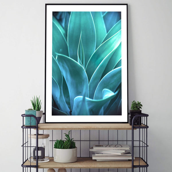 Teal Agave II-The Paper Tree-AGAVE,blue,botanical,cacti,cactus,colourful,portrait,premium art print,succulent,teal,vibrant,wall art,Wall_Art,Wall_Art_Prints