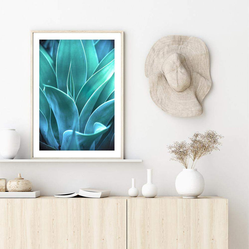 Teal Agave II-The Paper Tree-AGAVE,blue,botanical,cacti,cactus,colourful,portrait,premium art print,succulent,teal,vibrant,wall art,Wall_Art,Wall_Art_Prints