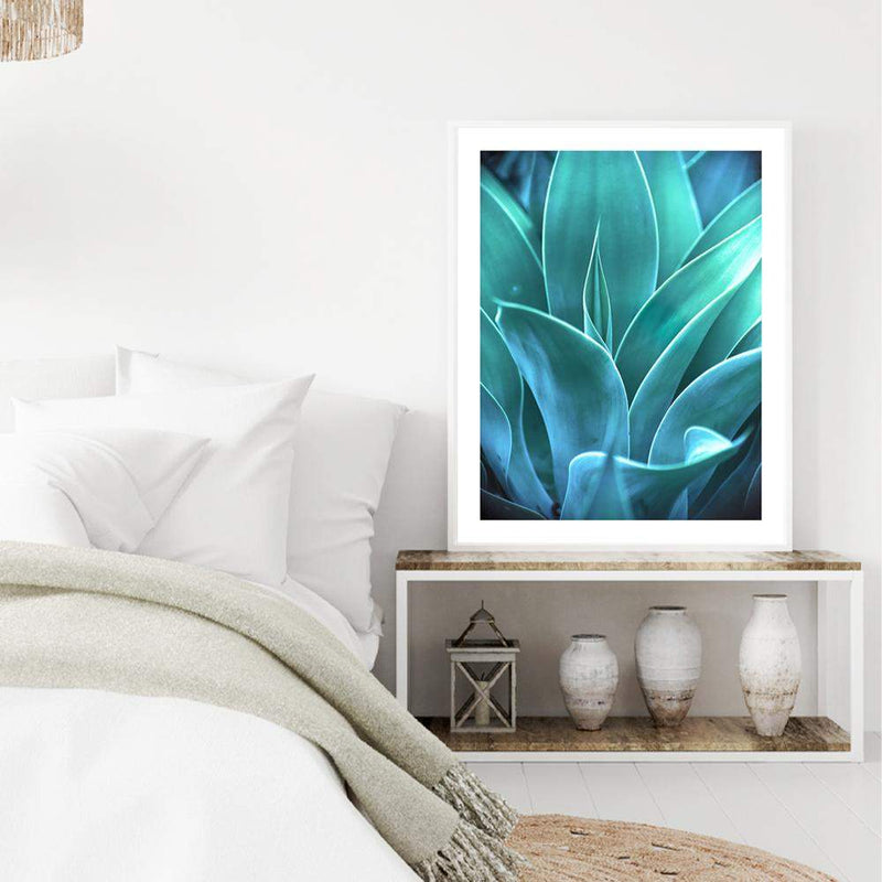 Teal Agave II-The Paper Tree-AGAVE,blue,botanical,cacti,cactus,colourful,portrait,premium art print,succulent,teal,vibrant,wall art,Wall_Art,Wall_Art_Prints