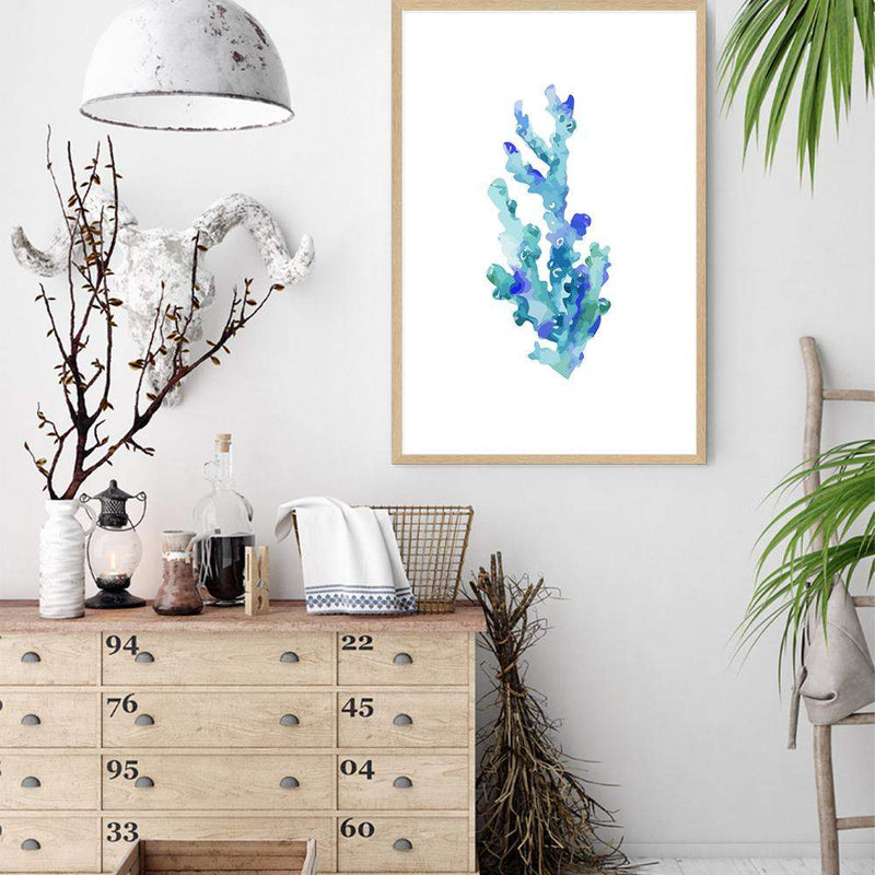 Blue Coral-The Paper Tree-Art_Prints,Artwork,BEACH,blue,blue coral,coastal,COASTAL ART,coral,Designer,HAMPTONS,portrait,premium art print,wall art,Wall_Art,Wall_Art_Prints