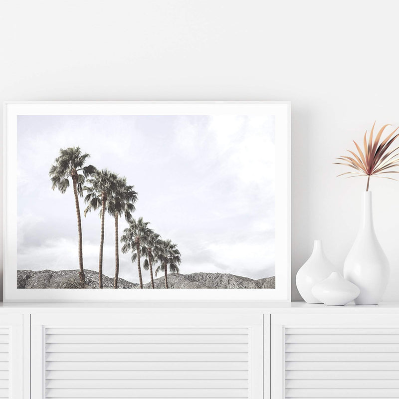 Californian Palms II-The Paper Tree-america,blue,blue sky,bohemian,boho,botanical,california,cloud,clouds,desert,horizon,landscape,palm,palm frond,palm springs,palm tree,premium art print,sky,tree,trees,usa,wall art,Wall_Art,Wall_Art_Prints