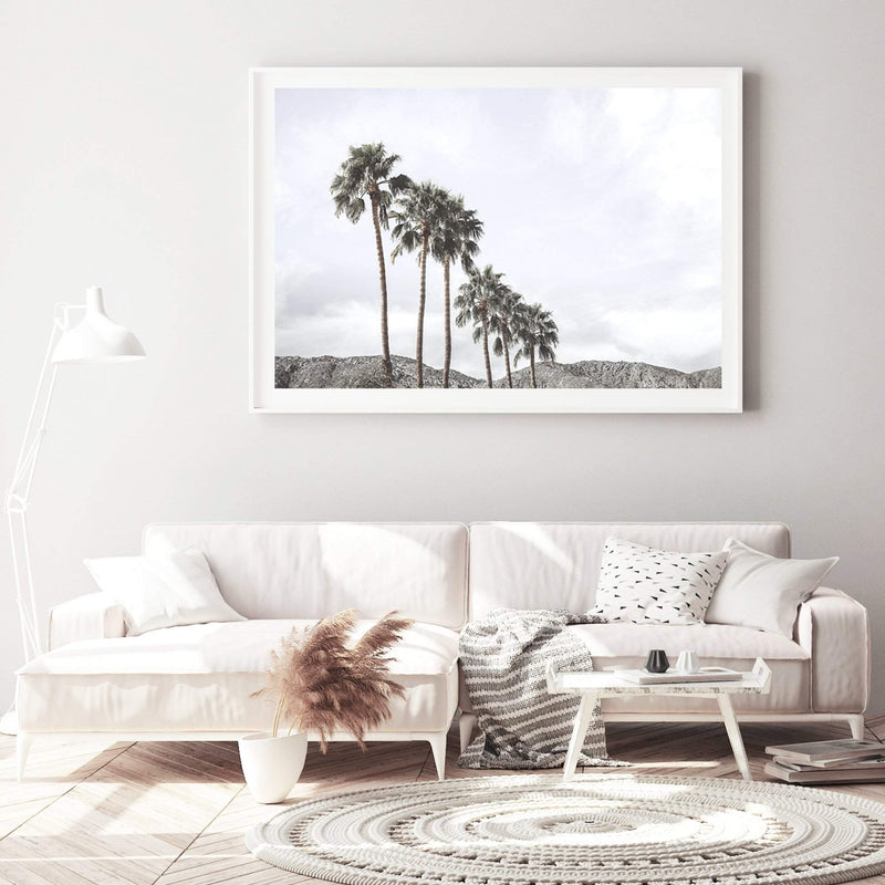 Californian Palms II-The Paper Tree-america,blue,blue sky,bohemian,boho,botanical,california,cloud,clouds,desert,horizon,landscape,palm,palm frond,palm springs,palm tree,premium art print,sky,tree,trees,usa,wall art,Wall_Art,Wall_Art_Prints