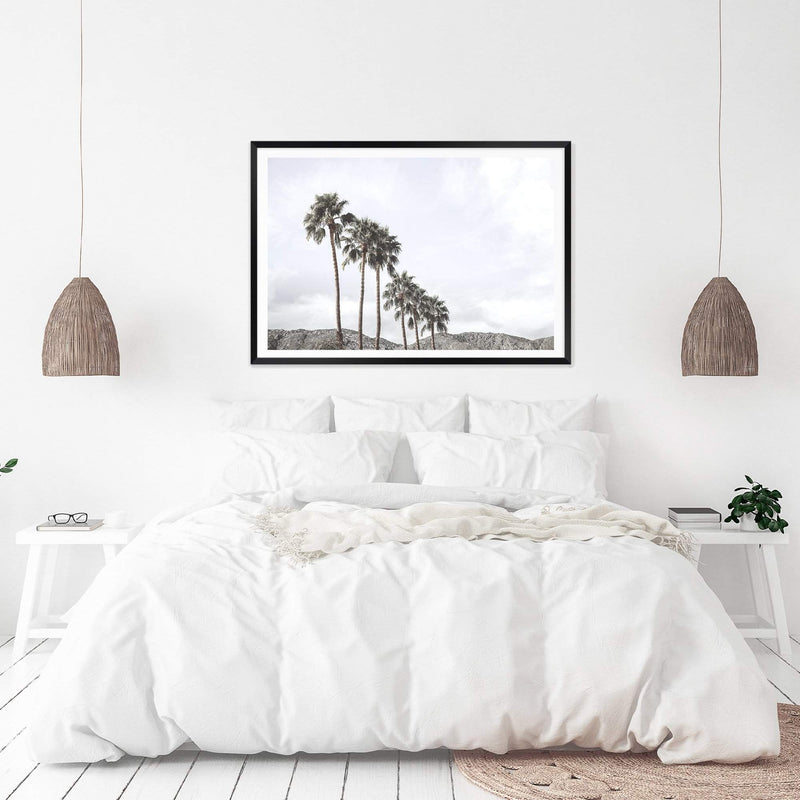 Californian Palms II-The Paper Tree-america,blue,blue sky,bohemian,boho,botanical,california,cloud,clouds,desert,horizon,landscape,palm,palm frond,palm springs,palm tree,premium art print,sky,tree,trees,usa,wall art,Wall_Art,Wall_Art_Prints