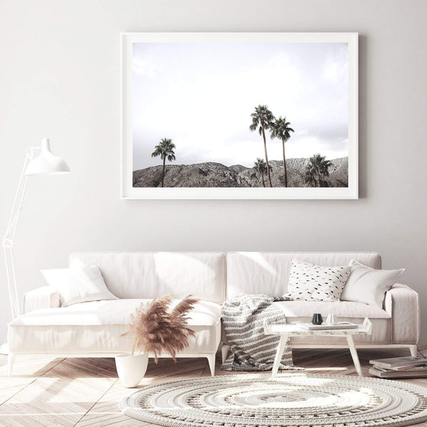 Californian Palms-The Paper Tree-america,blue,blue sky,bohemian,boho,botanical,california,cloud,clouds,desert,horizon,landscape,palm,palm frond,palm springs,palm tree,premium art print,sky,tree,trees,usa,wall art,Wall_Art,Wall_Art_Prints