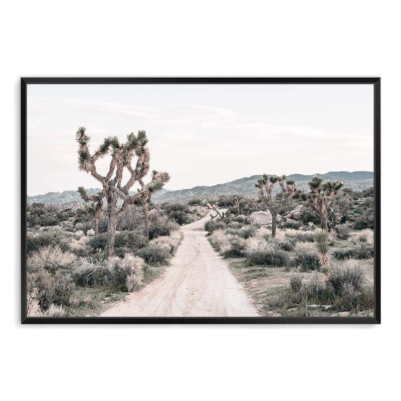 Joshua Tree-The Paper Tree-bohemian,boho,botanical,california,californian desert,desert,desert palm,desert path,desert road,desert tree,dirt road,joshua tree,landscape,muted tone,nature,neutral,premium art print,sand,wall art,Wall_Art,Wall_Art_Prints