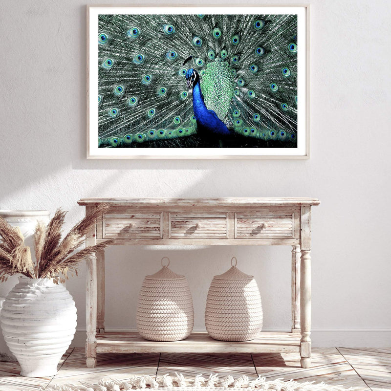 Percy The Peacock II-The Paper Tree-Abstract,animal,Artwork,BIRD,blue,feathers,green,landscape,PEACOCK,premium art print,teal,wall art,Wall_Art,Wall_Art_Prints