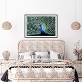 Percy The Peacock II-The Paper Tree-Abstract,animal,Artwork,BIRD,blue,feathers,green,landscape,PEACOCK,premium art print,teal,wall art,Wall_Art,Wall_Art_Prints