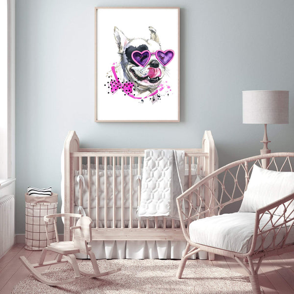 Watercolour Princess Pooches III-The Paper Tree-animal,Artwork,bulldog,dog,english bulldog,nursery,pink,pooch,portrait,premium art print,wall art,Wall_Art,Wall_Art_Prints,watercolor,Watercolour,watercolour art print,watercolour artwork,Watercolour_Animals