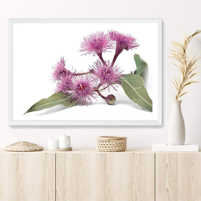 Native Gum Wildflower II-The Paper Tree-australian native,floral,flower,flowers,gum leaves,gum tree,native flowers,portrait,premium art print,purple,wall art,Wall_Art,Wall_Art_Prints,wild flowers