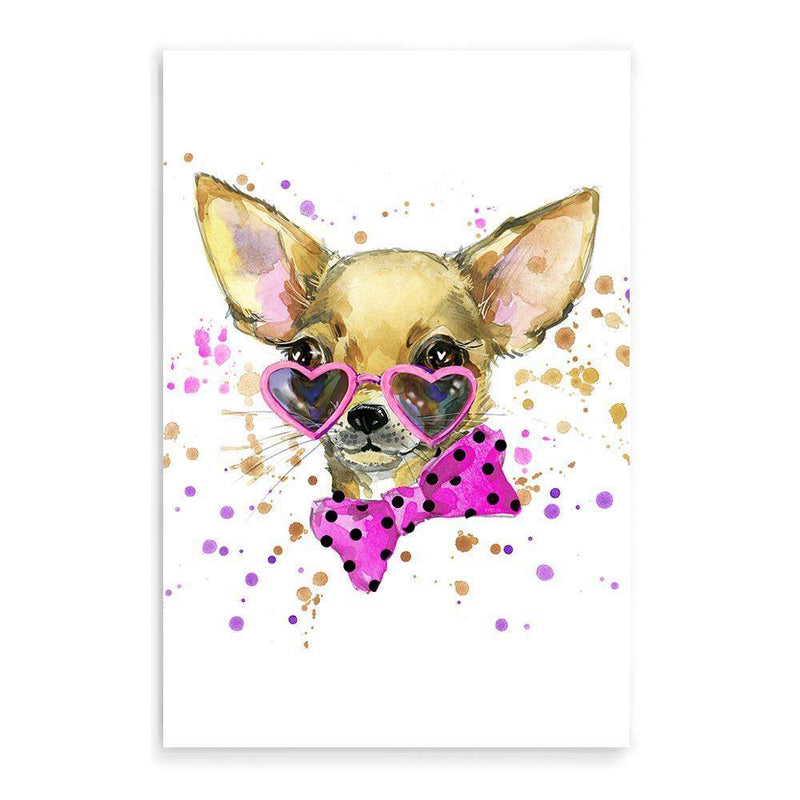 Watercolour Princess Pooches II-The Paper Tree-animal,Artwork,Chihuahua,dog,kids room,kids wall art,nursery,pink,pooch,portrait,premium art print,wall art,Wall_Art,Wall_Art_Prints,watercolor,Watercolour,watercolour art print,watercolour artwork,Watercolour_Animals,yellow