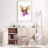 Watercolour Princess Pooches II-The Paper Tree-animal,Artwork,Chihuahua,dog,kids room,kids wall art,nursery,pink,pooch,portrait,premium art print,wall art,Wall_Art,Wall_Art_Prints,watercolor,Watercolour,watercolour art print,watercolour artwork,Watercolour_Animals,yellow