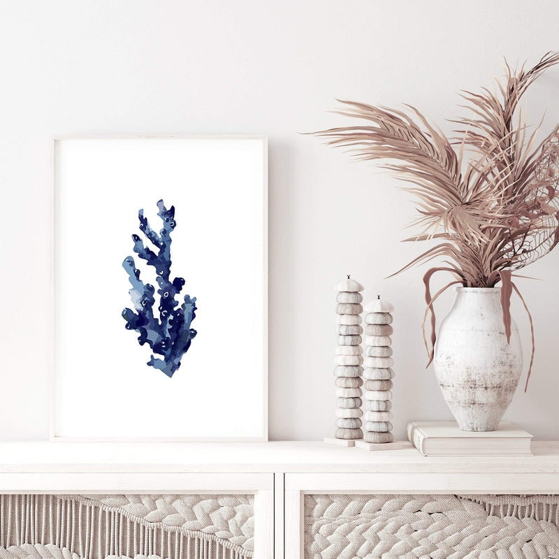 Navy Blue Coral | Hamptons-The Paper Tree-Art_Prints,Artwork,BEACH,blue,blue coral,coastal,COASTAL ART,coral,Designer,HAMPTONS,navy,portrait,premium art print,wall art,Wall_Art,Wall_Art_Prints