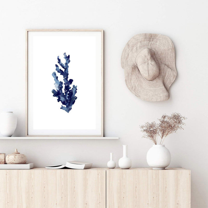 Navy Blue Coral | Hamptons-The Paper Tree-Art_Prints,Artwork,BEACH,blue,blue coral,coastal,COASTAL ART,coral,Designer,HAMPTONS,navy,portrait,premium art print,wall art,Wall_Art,Wall_Art_Prints