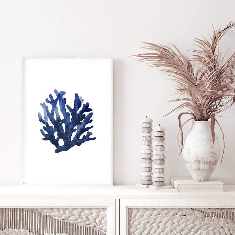 Navy Blue Coral II | Hamptons-The Paper Tree-Art_Prints,Artwork,BEACH,blue,blue coral,coastal,COASTAL ART,coral,Designer,HAMPTONS,navy,portrait,premium art print,wall art,Wall_Art,Wall_Art_Prints