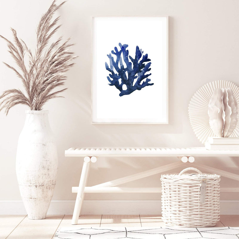 Navy Blue Coral II | Hamptons-The Paper Tree-Art_Prints,Artwork,BEACH,blue,blue coral,coastal,COASTAL ART,coral,Designer,HAMPTONS,navy,portrait,premium art print,wall art,Wall_Art,Wall_Art_Prints