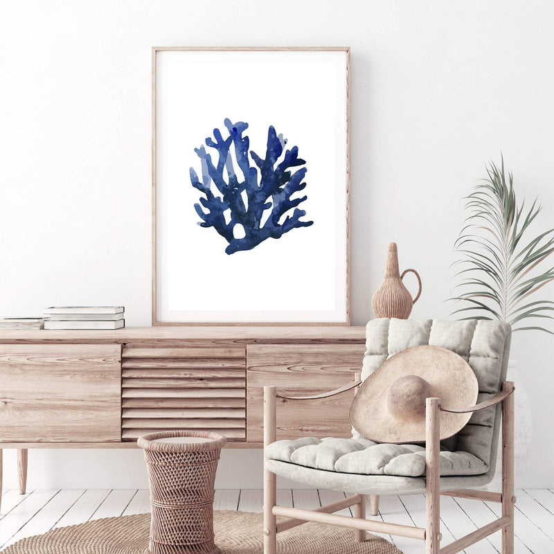 Navy Blue Coral II | Hamptons-The Paper Tree-Art_Prints,Artwork,BEACH,blue,blue coral,coastal,COASTAL ART,coral,Designer,HAMPTONS,navy,portrait,premium art print,wall art,Wall_Art,Wall_Art_Prints