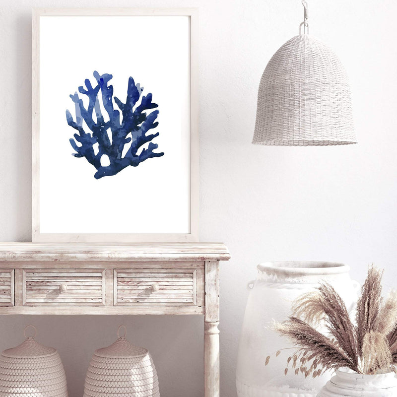 Navy Blue Coral II | Hamptons-The Paper Tree-Art_Prints,Artwork,BEACH,blue,blue coral,coastal,COASTAL ART,coral,Designer,HAMPTONS,navy,portrait,premium art print,wall art,Wall_Art,Wall_Art_Prints