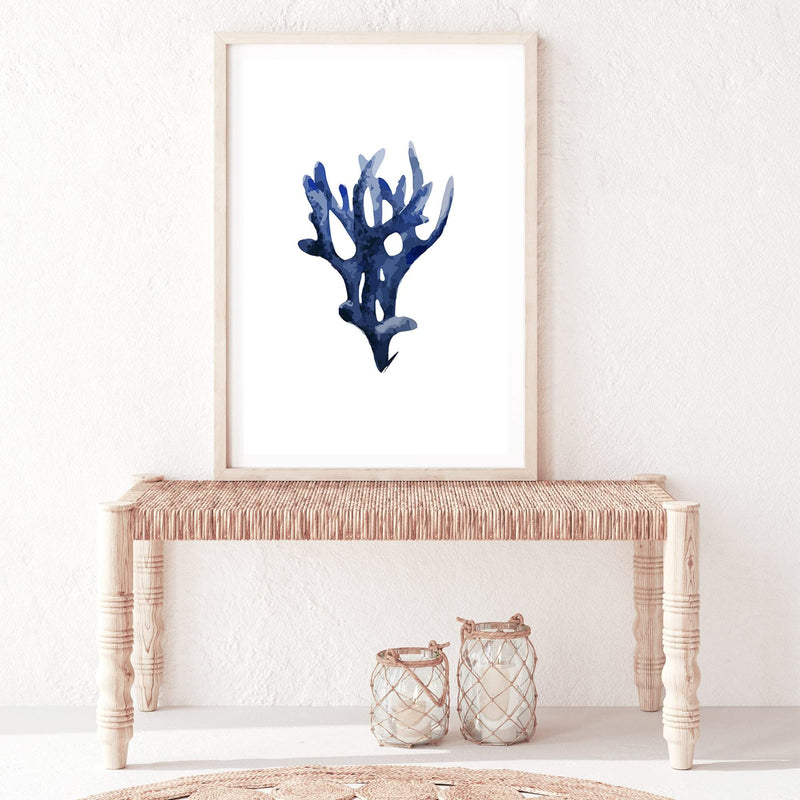 Navy Blue Coral III | Hamptons-The Paper Tree-Art_Prints,Artwork,BEACH,blue,blue coral,coastal,COASTAL ART,coral,Designer,HAMPTONS,navy,portrait,premium art print,wall art,Wall_Art,Wall_Art_Prints