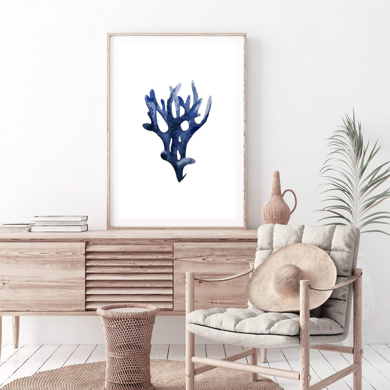 Navy Blue Coral III | Hamptons-The Paper Tree-Art_Prints,Artwork,BEACH,blue,blue coral,coastal,COASTAL ART,coral,Designer,HAMPTONS,navy,portrait,premium art print,wall art,Wall_Art,Wall_Art_Prints