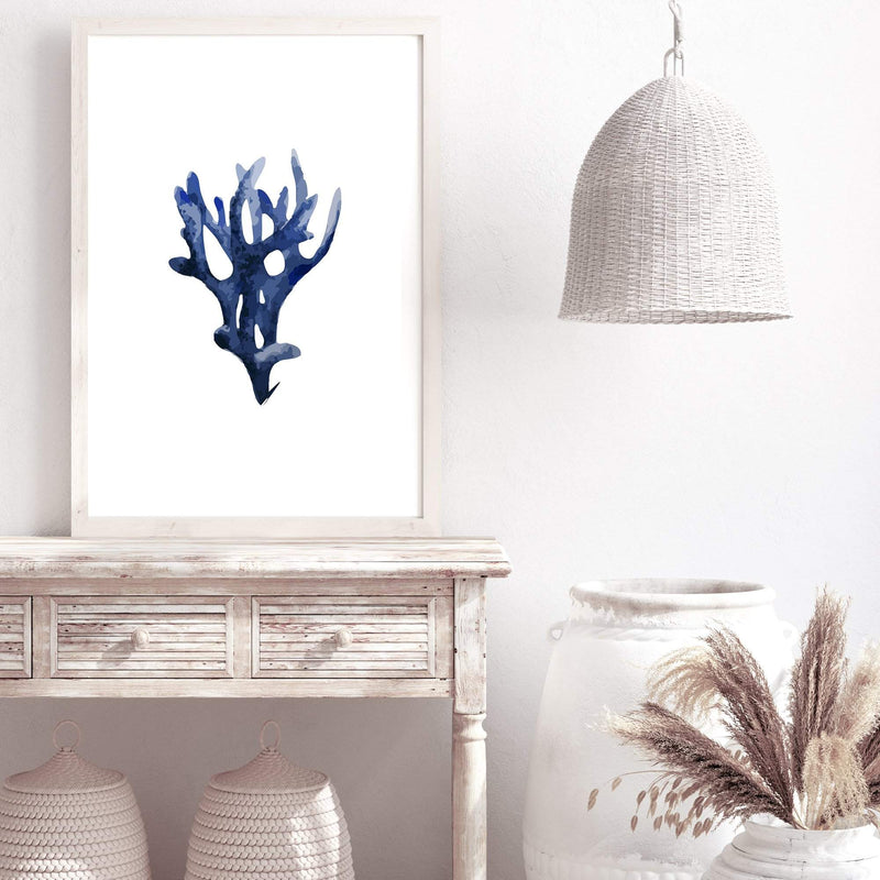 Navy Blue Coral III | Hamptons-The Paper Tree-Art_Prints,Artwork,BEACH,blue,blue coral,coastal,COASTAL ART,coral,Designer,HAMPTONS,navy,portrait,premium art print,wall art,Wall_Art,Wall_Art_Prints