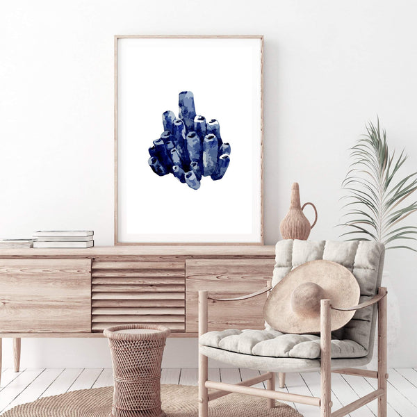 Navy Blue Coral IIIII | Hamptons-The Paper Tree-Art_Prints,Artwork,BEACH,blue,blue coral,coastal,COASTAL ART,coral,Designer,HAMPTONS,navy,portrait,premium art print,wall art,Wall_Art,Wall_Art_Prints