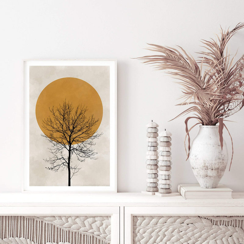 Autumn Sun-The Paper Tree-abstract,autumn,boho,modern,neutral,organic shape,portrait,premium art print,shape,silhouette,tree,wall art,Wall_Art,Wall_Art_Prints,winter,yellow