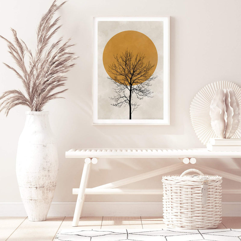 Autumn Sun-The Paper Tree-abstract,autumn,boho,modern,neutral,organic shape,portrait,premium art print,shape,silhouette,tree,wall art,Wall_Art,Wall_Art_Prints,winter,yellow