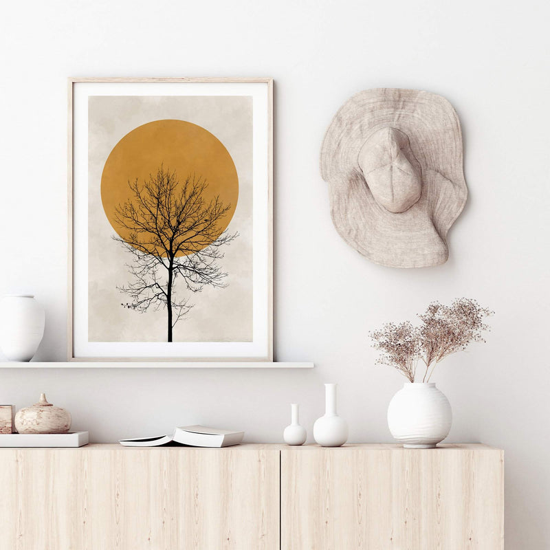 Autumn Sun-The Paper Tree-abstract,autumn,boho,modern,neutral,organic shape,portrait,premium art print,shape,silhouette,tree,wall art,Wall_Art,Wall_Art_Prints,winter,yellow