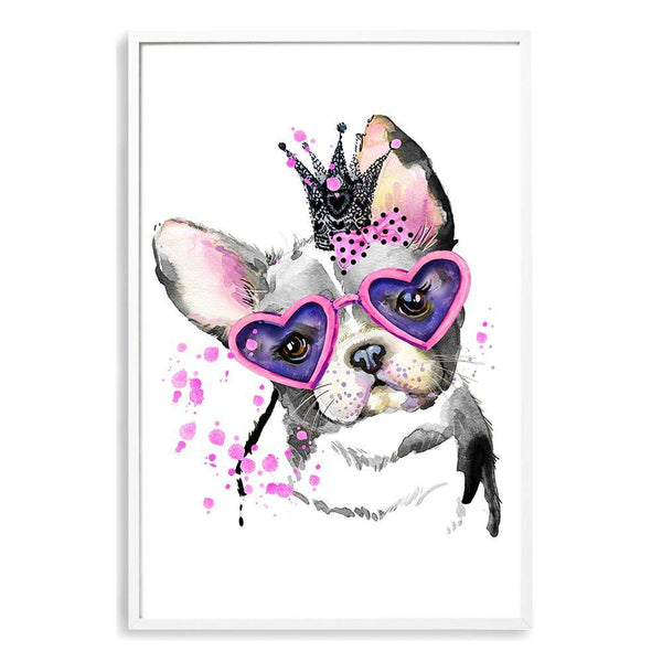 Watercolour Princess Pooches-The Paper Tree-animal,Artwork,bulldog,dog,french bulldog,nursery,nursery decor,pink,portrait,premium art print,wall art,Wall_Art,Wall_Art_Prints,watercolor,Watercolour,watercolour art print,watercolour artwork,Watercolour_Animals