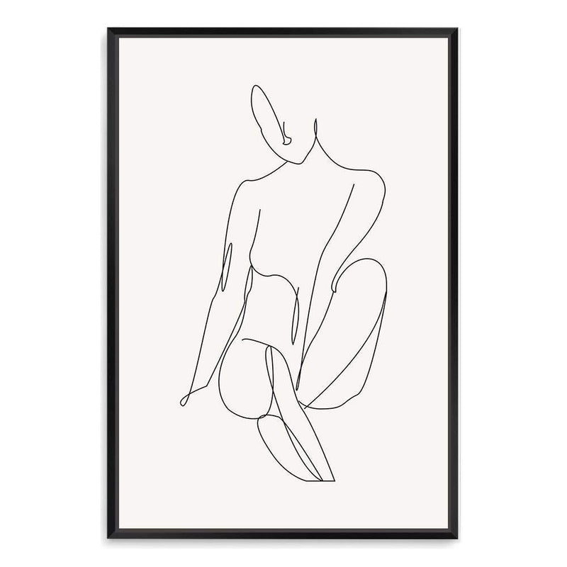 Single Line Drawing IIIII-The Paper Tree-abstract,black & white,BLACK AND WHITE,boho,continuous line,curves,female,female figure,female form,figure,hamptons,line art,modern,monochrome,neutral,one line,organic shape,portrait,premium art print,shape,single line,wall art,Wall_Art,Wall_Art_Prints