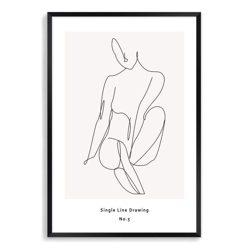 Single Line Drawing IIIII-The Paper Tree-abstract,black & white,BLACK AND WHITE,boho,continuous line,curves,female,female figure,female form,figure,hamptons,line art,modern,monochrome,neutral,one line,organic shape,portrait,premium art print,shape,single line,wall art,Wall_Art,Wall_Art_Prints