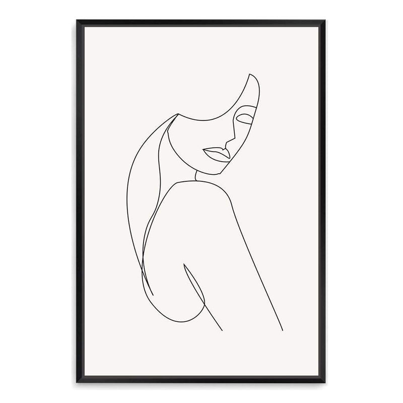 Single Line Drawing IIIIII-The Paper Tree-abstract,black & white,BLACK AND WHITE,boho,continuous line,curves,female,female figure,female form,figure,hamptons,line art,modern,monochrome,neutral,one line,organic shape,portrait,premium art print,shape,single line,wall art,Wall_Art,Wall_Art_Prints