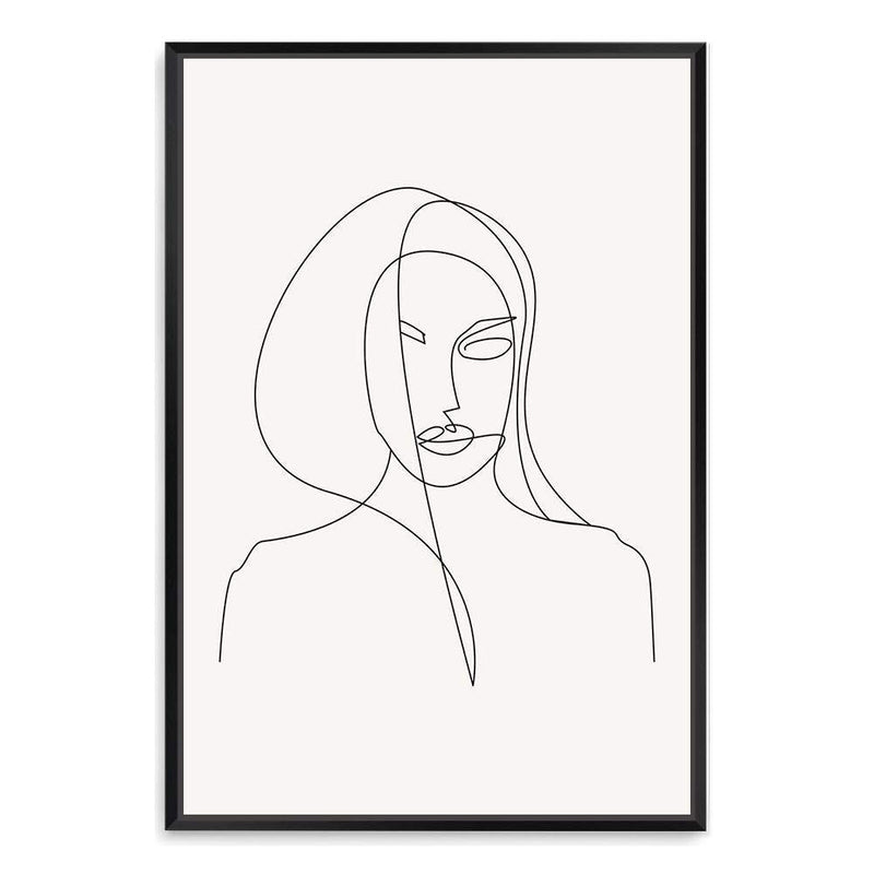 Single Line Drawing IIIIIII-The Paper Tree-abstract,black & white,BLACK AND WHITE,boho,continuous line,curves,female,female figure,female form,figure,hamptons,line art,modern,monochrome,neutral,one line,organic shape,portrait,premium art print,shape,single line,wall art,Wall_Art,Wall_Art_Prints