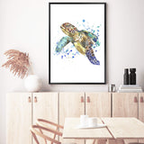 Watercolour Turtle-The Paper Tree-animal,Artwork,blue,coastal,green,hamptons,portrait,premium art print,sea turtle,turtle,wall art,Wall_Art,Wall_Art_Prints,watercolor,Watercolour,watercolour art print,watercolour artwork,watercolour turtle,Watercolour_Animals