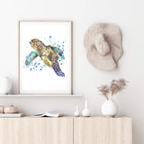 Watercolour Turtle-The Paper Tree-animal,Artwork,blue,coastal,green,hamptons,portrait,premium art print,sea turtle,turtle,wall art,Wall_Art,Wall_Art_Prints,watercolor,Watercolour,watercolour art print,watercolour artwork,watercolour turtle,Watercolour_Animals