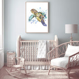 Watercolour Turtle-The Paper Tree-animal,Artwork,blue,coastal,green,hamptons,portrait,premium art print,sea turtle,turtle,wall art,Wall_Art,Wall_Art_Prints,watercolor,Watercolour,watercolour art print,watercolour artwork,watercolour turtle,Watercolour_Animals