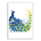 Watercolour Peacock-The Paper Tree-animal,Artwork,bird,blue,green,hamptons,nursery,painted,Painted_Peacock,PEACOCK,portrait,premium art print,wall art,Wall_Art,Wall_Art_Prints,watercolor,watercolour,Watercolour_Birds,Watercolour_Peacock,yellow