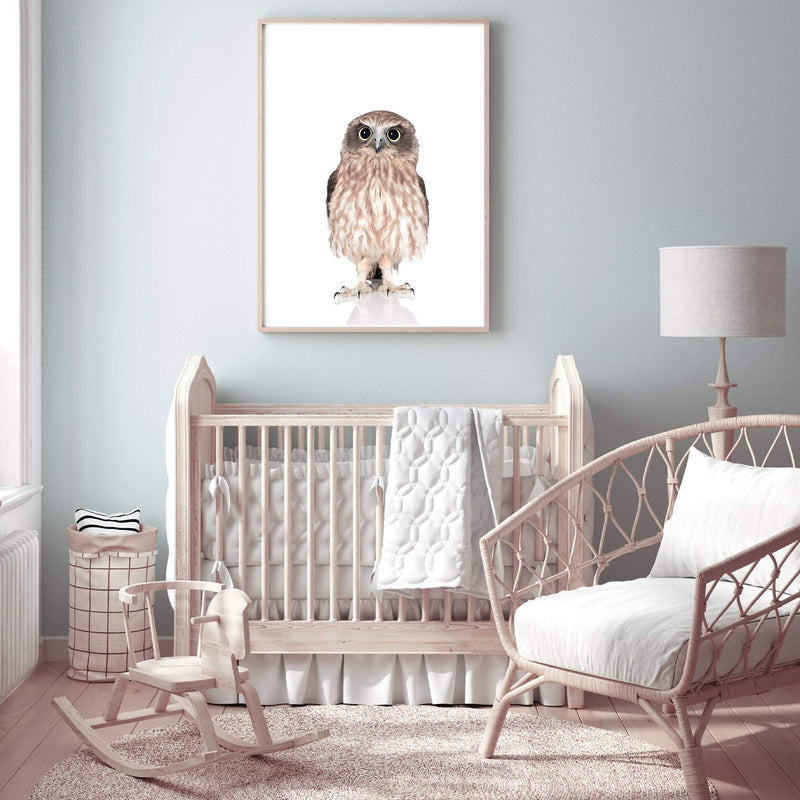 Baby Owl-The Paper Tree-animal,Artwork,BABY,BABY ANIMAL,bird,feathers,KIDS DECOR,kids room,kids wall art,nursery,NURSERY DECOR,owl,portrait,premium art print,wall art,Wall_Art,Wall_Art_Prints