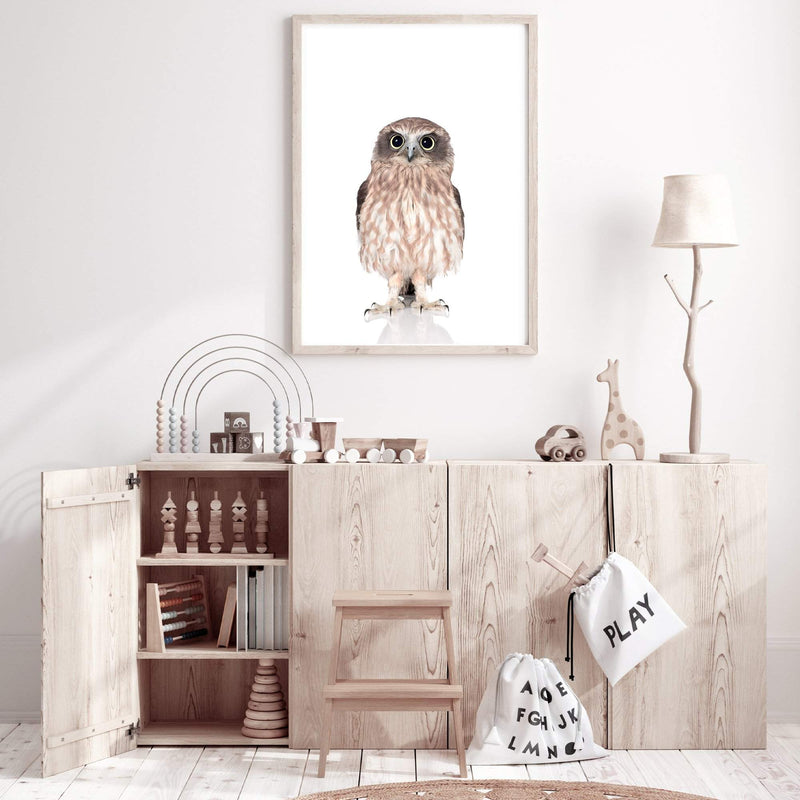 Baby Owl-The Paper Tree-animal,Artwork,BABY,BABY ANIMAL,bird,feathers,KIDS DECOR,kids room,kids wall art,nursery,NURSERY DECOR,owl,portrait,premium art print,wall art,Wall_Art,Wall_Art_Prints