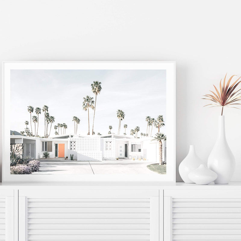 Palm Springs | California-The Paper Tree-america,architecture,blue,boho,building,california,home,house,landscape,mid centrury,palm,palm springs,palm tree,premium art print,property,retro,slim aarons,vintage,wall art,Wall_Art,Wall_Art_Prints,white