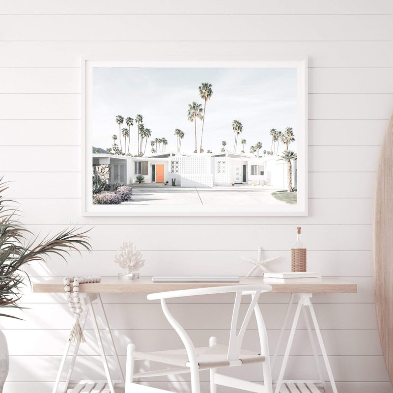 Palm Springs | California-The Paper Tree-america,architecture,blue,boho,building,california,home,house,landscape,mid centrury,palm,palm springs,palm tree,premium art print,property,retro,slim aarons,vintage,wall art,Wall_Art,Wall_Art_Prints,white