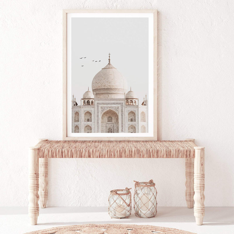 Taj Mahal Temple-The Paper Tree-architectural,ARCHITECTURE,boho,destination,golden,india,landmark,neutral,peach,portrait,premium art print,spiritual,taj mahal,temple,towers,travel,wall art,Wall_Art,Wall_Art_Prints