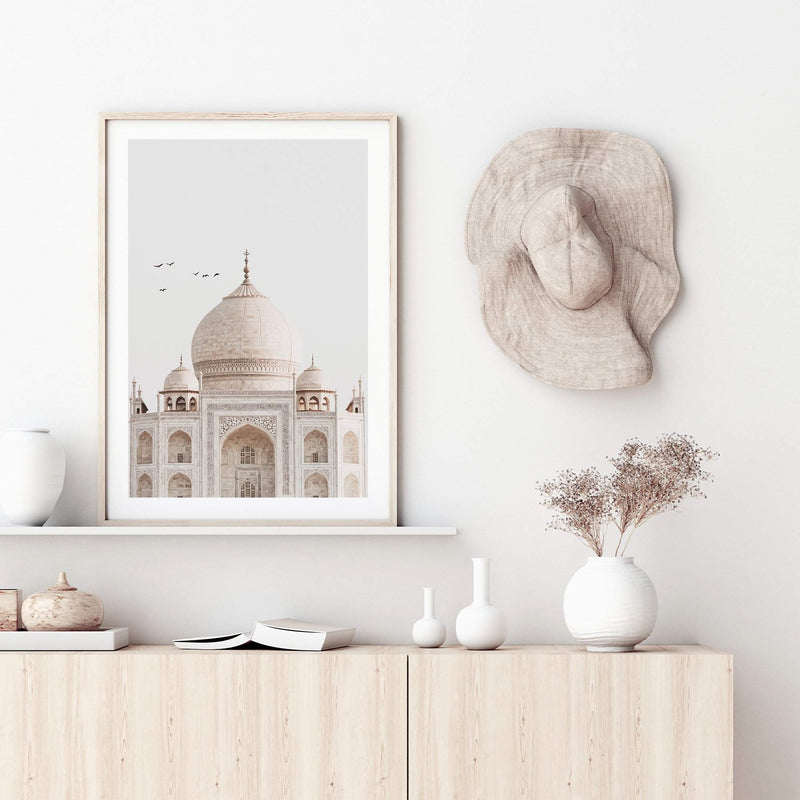 Taj Mahal Temple-The Paper Tree-architectural,ARCHITECTURE,boho,destination,golden,india,landmark,neutral,peach,portrait,premium art print,spiritual,taj mahal,temple,towers,travel,wall art,Wall_Art,Wall_Art_Prints