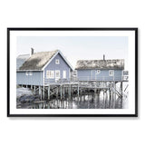 Blue Beach House-The Paper Tree-Art_Prints,Artwork,BEACH,beach cabin,beach house,blue,boat house,Boat shed,boho,coastal,COASTAL ART,Designer,hamptons,landscape,premium art print,travel,wall art,Wall_Art,Wall_Art_Prints