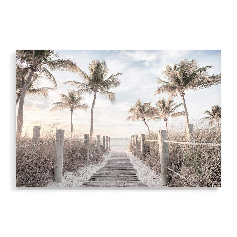 Beach On The Keys | Florida-The Paper Tree-america,Art_Prints,Artwork,BEACH,beach entrance,beach path,beach scene,boho,coastal,COASTAL ART,Designer,hamptons,landscape,neutral,PALM TREE,palm trees,path to beach,premium art print,surfers,travel,wall art,Wall_Art,Wall_Art_Prints