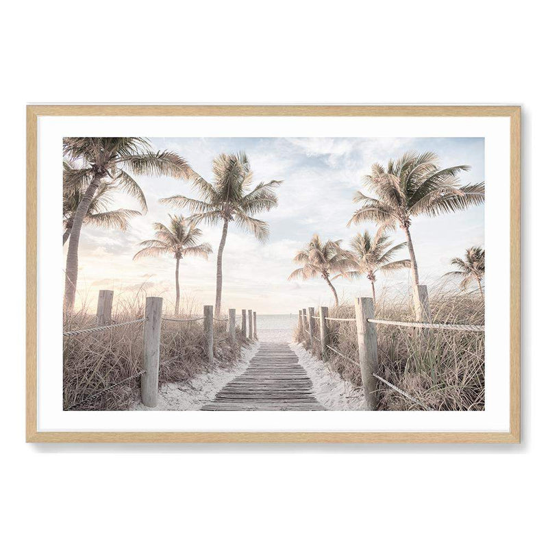 Beach On The Keys | Florida-The Paper Tree-america,Art_Prints,Artwork,BEACH,beach entrance,beach path,beach scene,boho,coastal,COASTAL ART,Designer,hamptons,landscape,neutral,PALM TREE,palm trees,path to beach,premium art print,surfers,travel,wall art,Wall_Art,Wall_Art_Prints