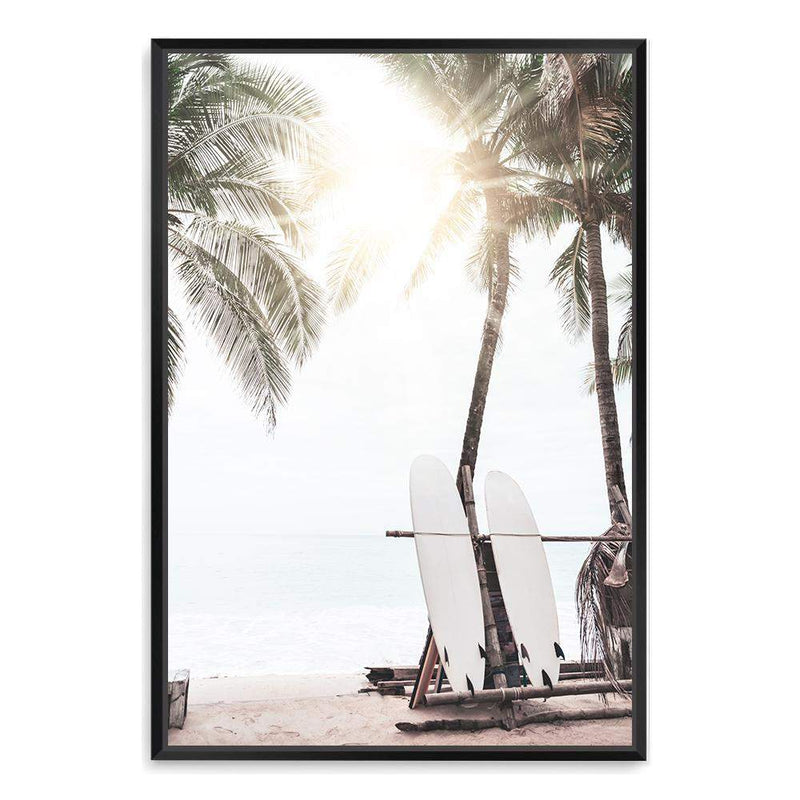 Hawaii Surfer Beach-The Paper Tree-beach,boho,coast,coastal,hamptons,neutral,portrait,premium art print,sand,shore,surf,surf board,surfer,wall art,Wall_Art,Wall_Art_Prints,wood