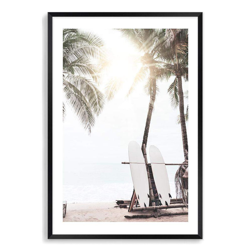 Hawaii Surfer Beach-The Paper Tree-beach,boho,coast,coastal,hamptons,neutral,portrait,premium art print,sand,shore,surf,surf board,surfer,wall art,Wall_Art,Wall_Art_Prints,wood